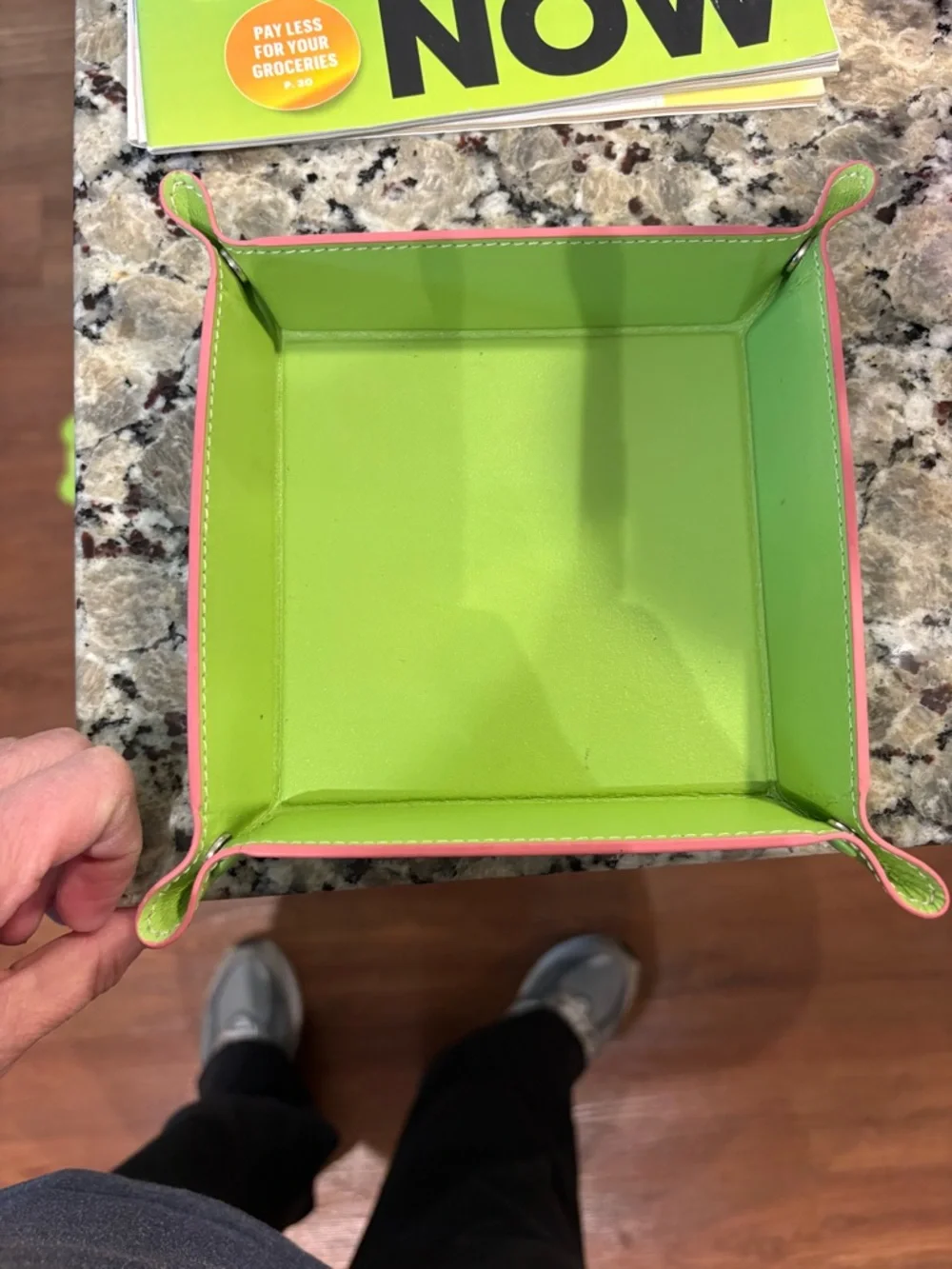 Green Leather Tablet Catchall Tray